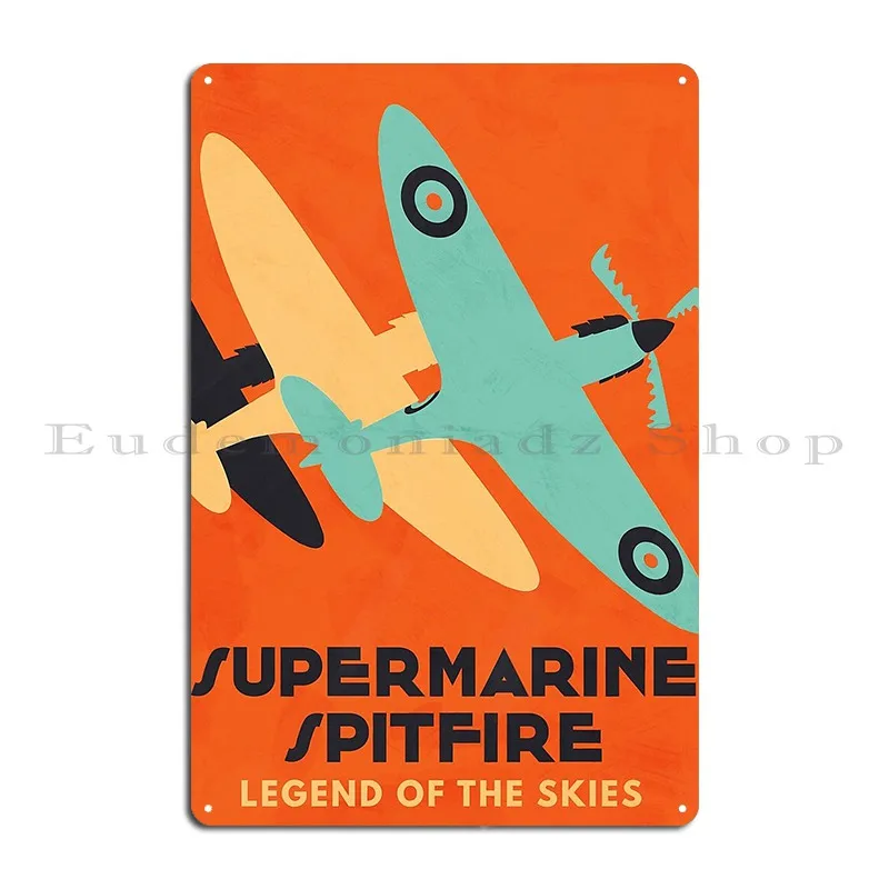 Supermarine Spitfire Pilot's Notes Mk1 Cut-Away Illustration Metal Customize Rusty Club Wall Decor Mural Tin Sign Poster