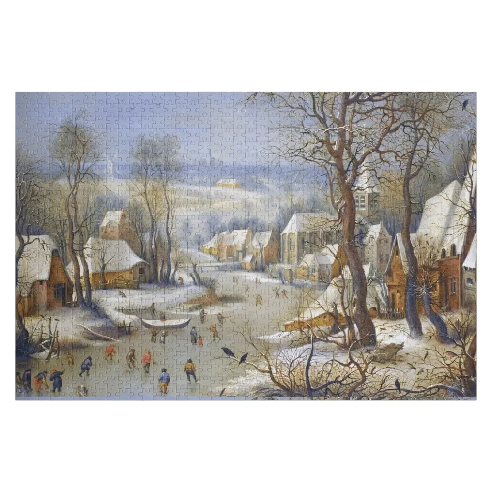 Pieter Bruegel The Elder - Winter Landscape with Bird Trap Jigsaw Puzzle With Personalized Photo Customizable Child Gift Puzzle