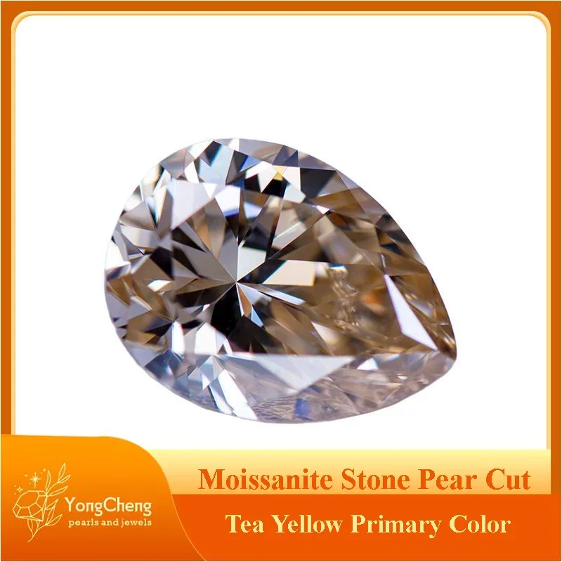 Moissanite pedra pêra corte chá amarelo cor primária laboratório criado diamante diy mulher jóias fazendo materiais com certificado gra