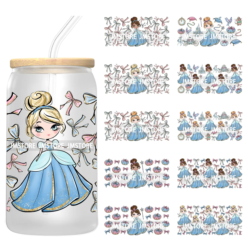 

Coquette Bow Girly Princess Pumpkin Carriage UV DTF Stickers Ready to Transfer Cup Wrap Custom Labels For Libbey Can Glass Mugs