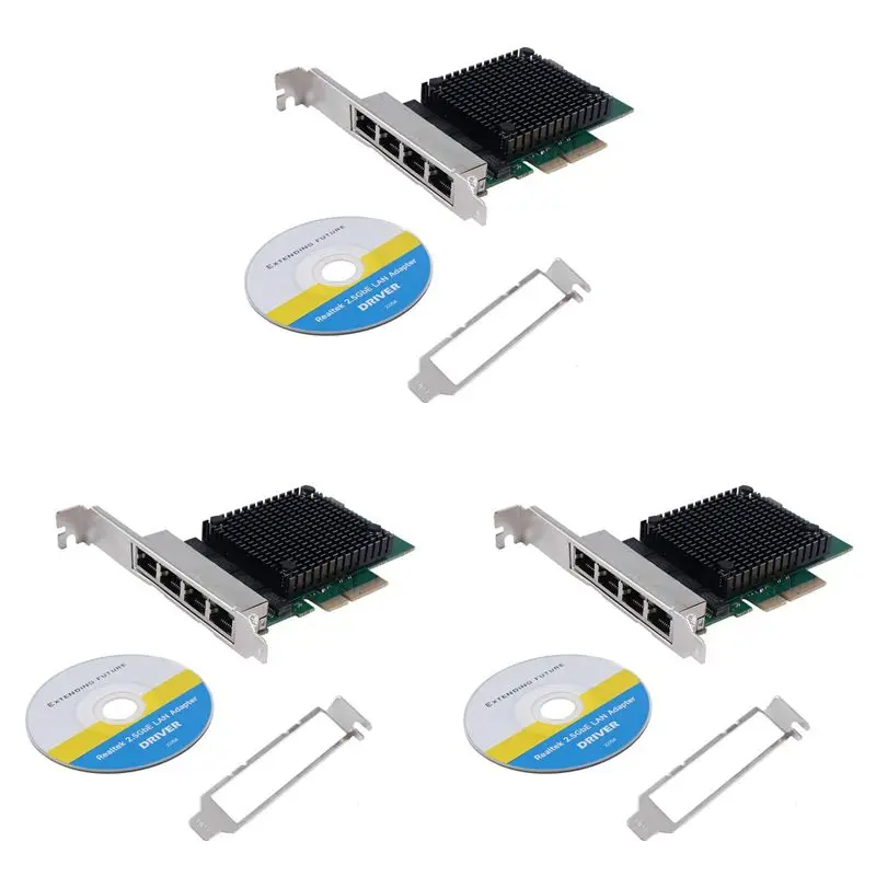 Delicate Texture-3X PCIE X4 2.5G Gigabit Network Card RTL8125B 4 Port Ethernet Network Card Desktop Server Network Card