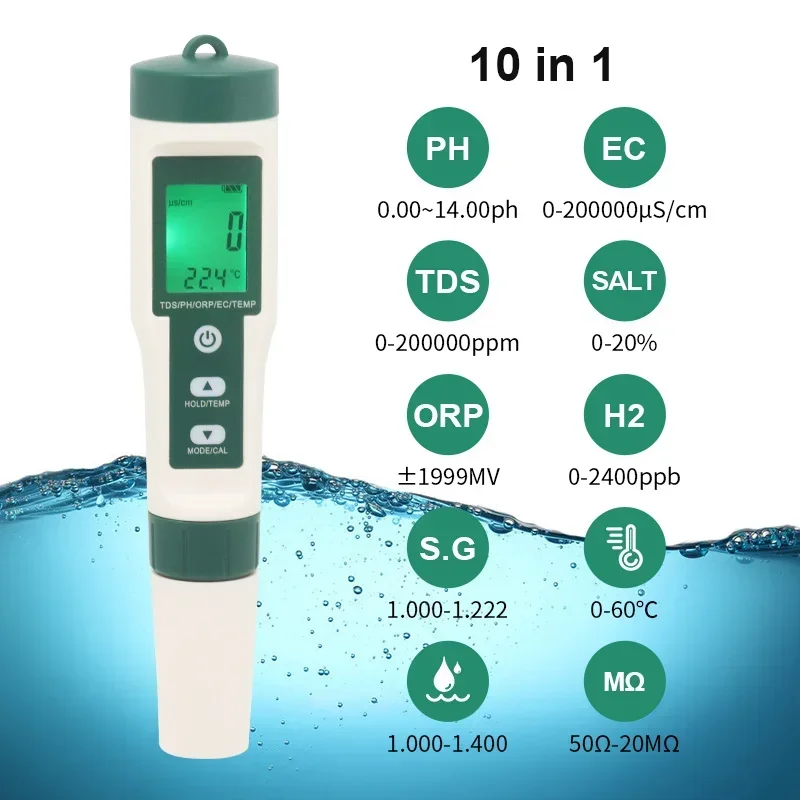 

Тестер качества воды для бассейнов, питьевой воды, аквариумов, 10 в 1