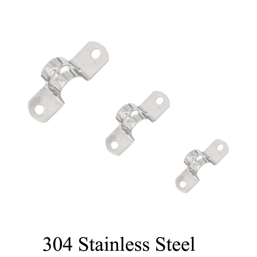 8mm 10mm 12mm 14mm 16mm 20mm 25mm 32mm 35mm ID 304 Stainless Steel Two Holes U Saddle Hose Tube Pipe Holder Strap Clamp Clip