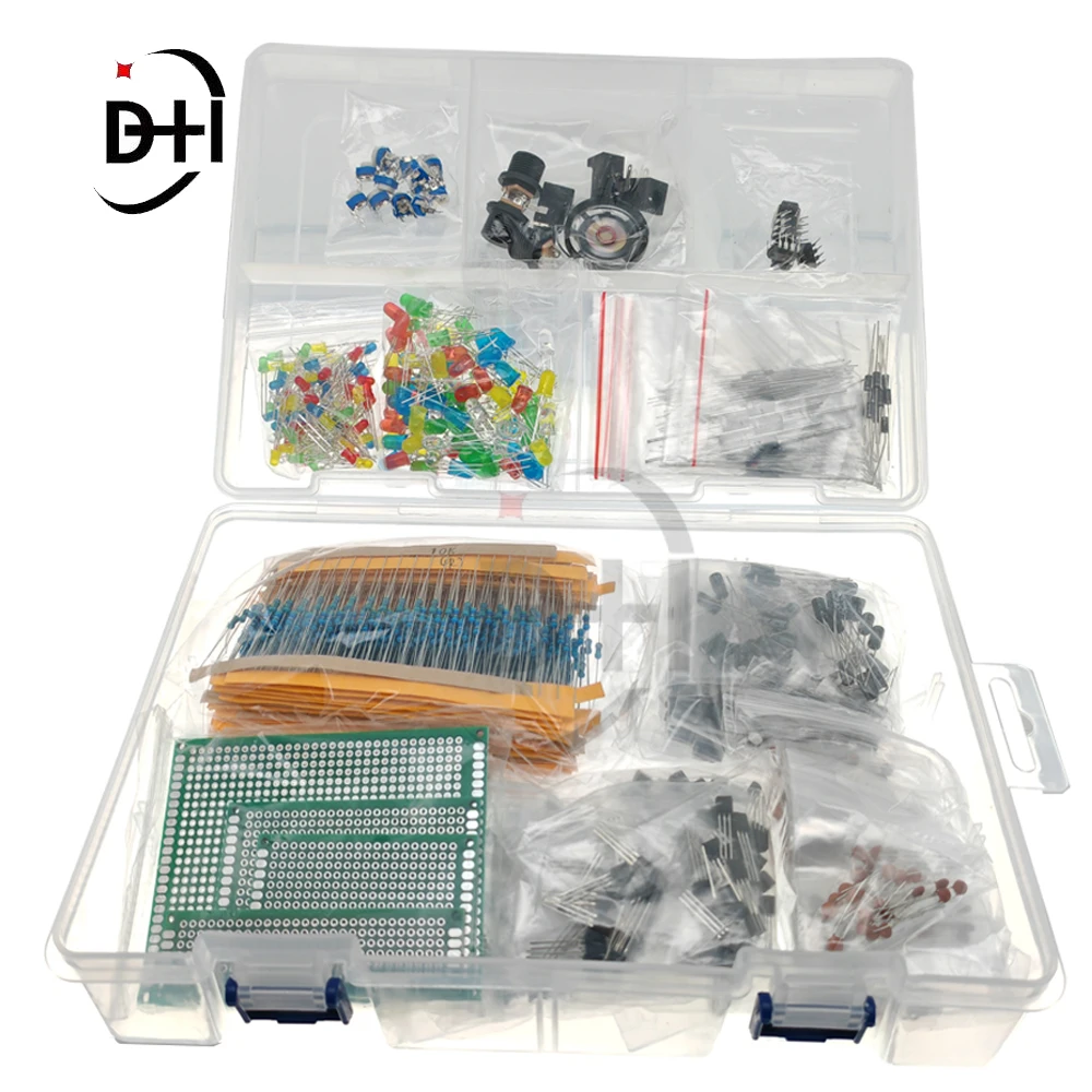 Electronic Components Kit Ultimate Edition Various Common Capacitors Resistors Capacitors T0-92 LED Transistors PCB Board DIP-IC