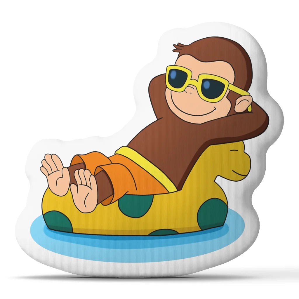 Sunbathing Curious George Plush Pillow Cushion Irregular Stuffed Throw Pillow Home Decor Gift Sofa Bed Couch