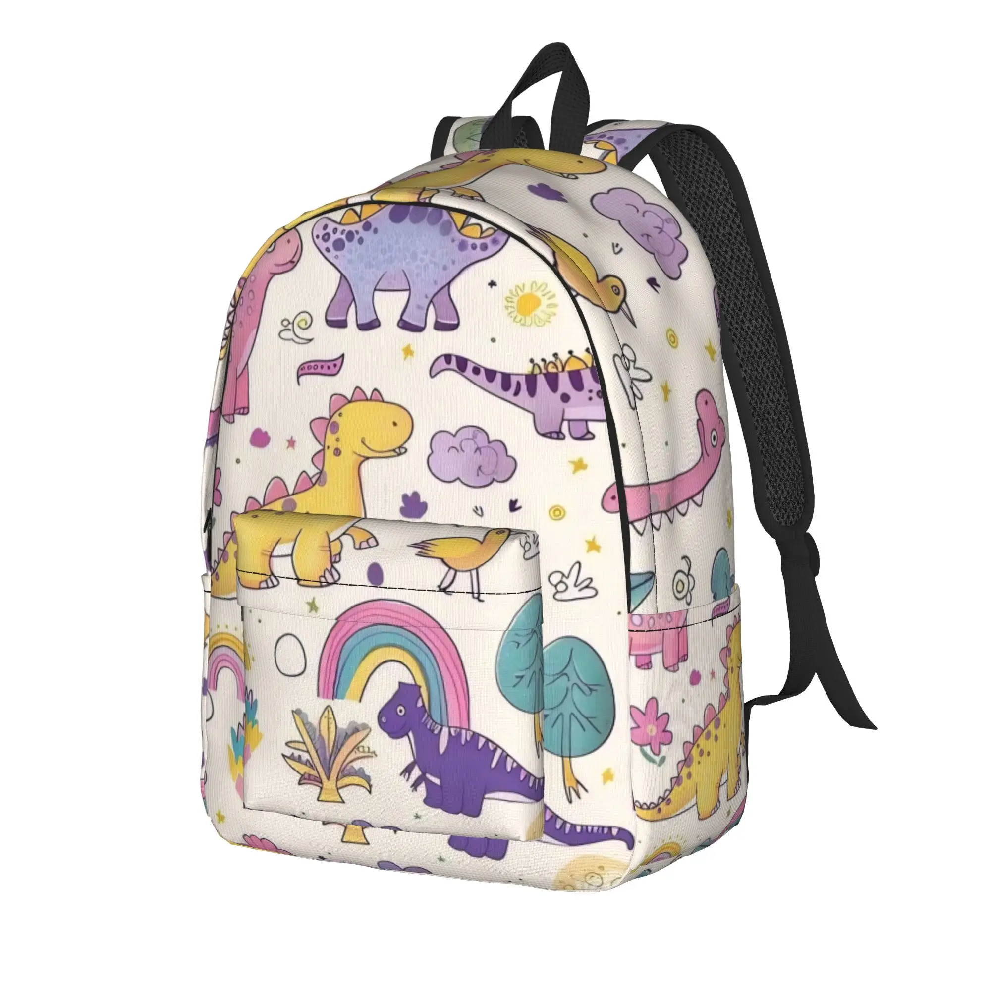 Pastel Dinosaur World Backpack  Cool Backpacks Teen Travel Print High School Bags Custom Rucksack