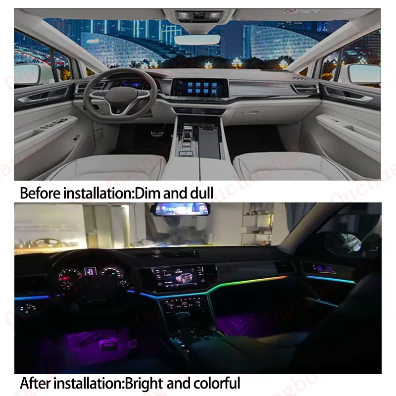 Ouchuangbo LED Ambient Light For VW Viloran 2020-2023 Atmosphere Lamp Door Backlight Kit Dynamic Trim Magic Ambiant