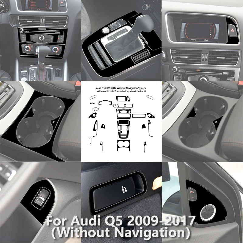 

For Audi Q5 2009 2010 2011 2012 2013 2014-2017（Without Navigation）Brand New ABS Gloss Black Stickers Car Interior Accessories