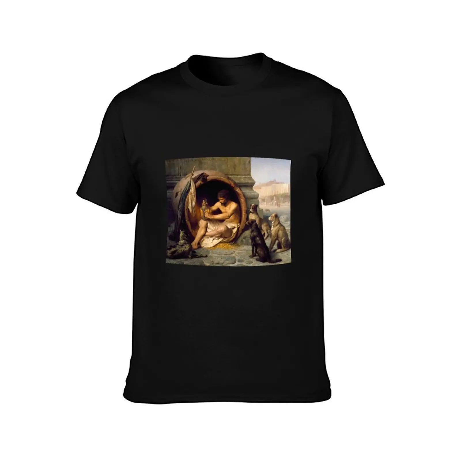 Diogenes the Cynical Philosopher and his dogs T-Shirt Casual Minimalist Short Sleeve Top T-Shirt