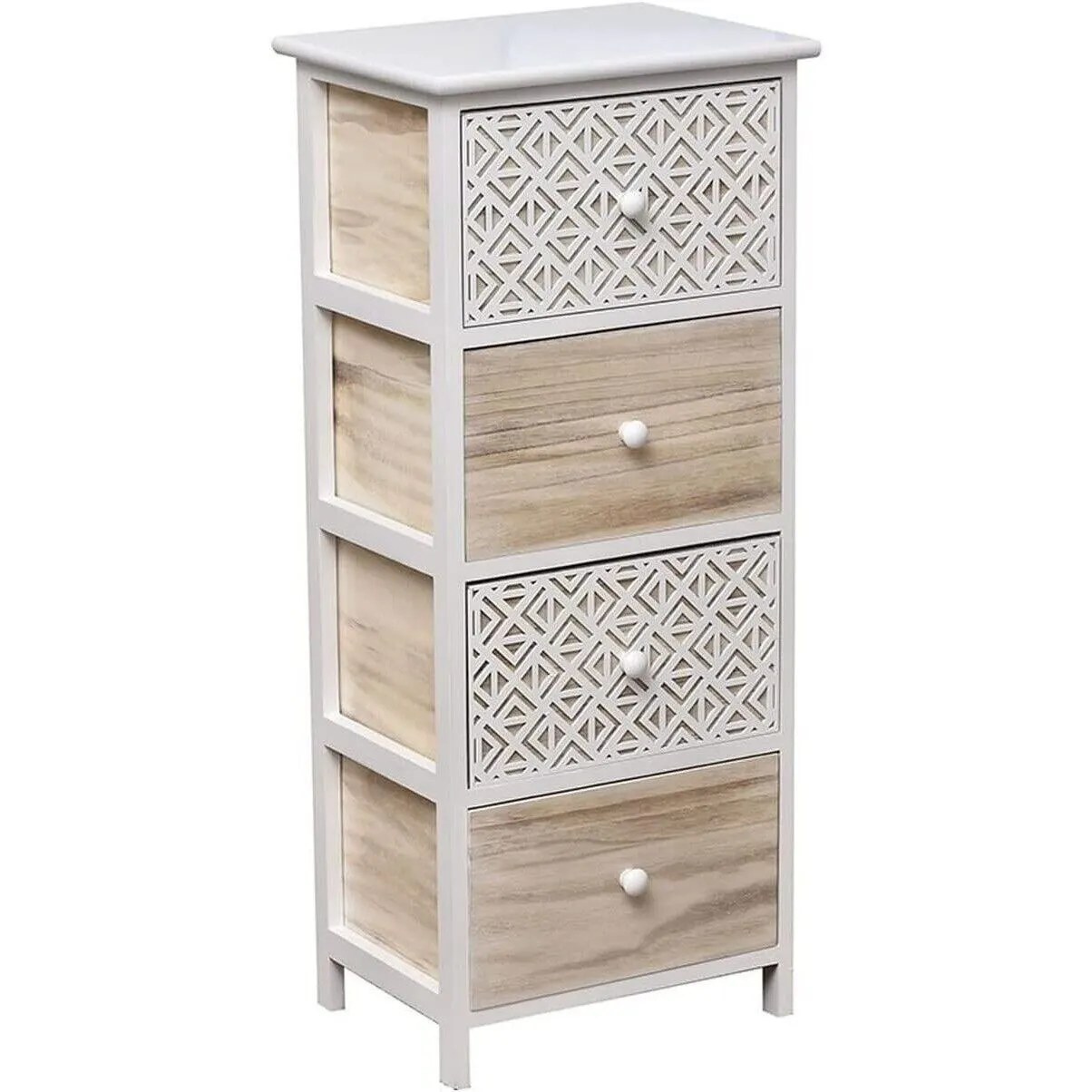 TENDANCE - Mueble Sinfonier Cajonera Madera Mdf y Paulownia Blanco colornaturalyblancograbado decoración