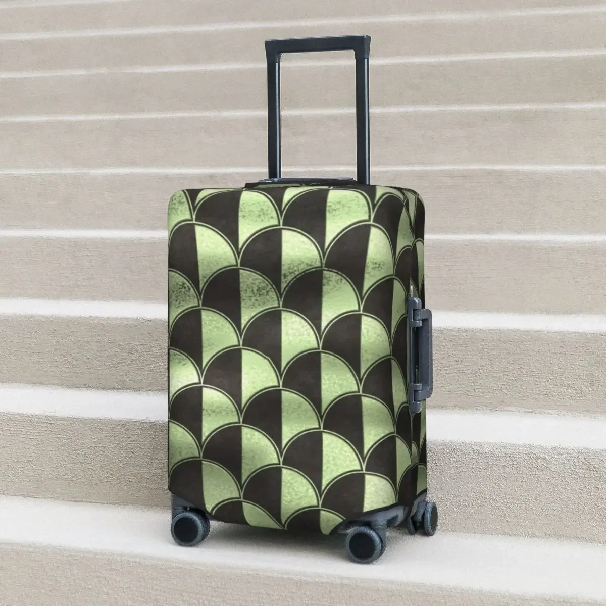 Wavy Palm Leaves Print Suitcase Cover Abstract Geometric Business Protector Flight Strectch Luggage Case