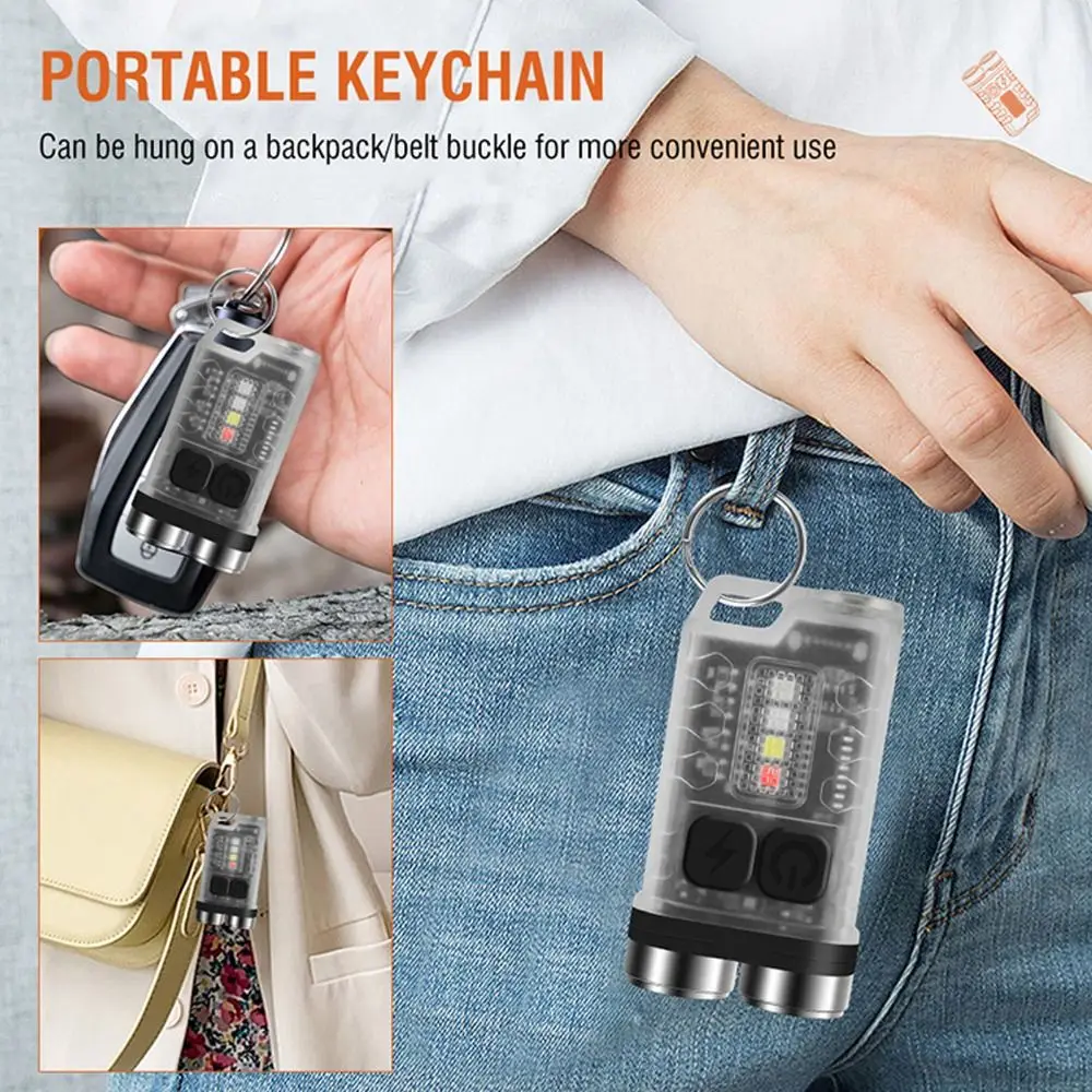 Durable 900LM Mini Keychain Flashlight Portable Rechargeable USB Keychain Flashlight Small Flashlight Outdoor