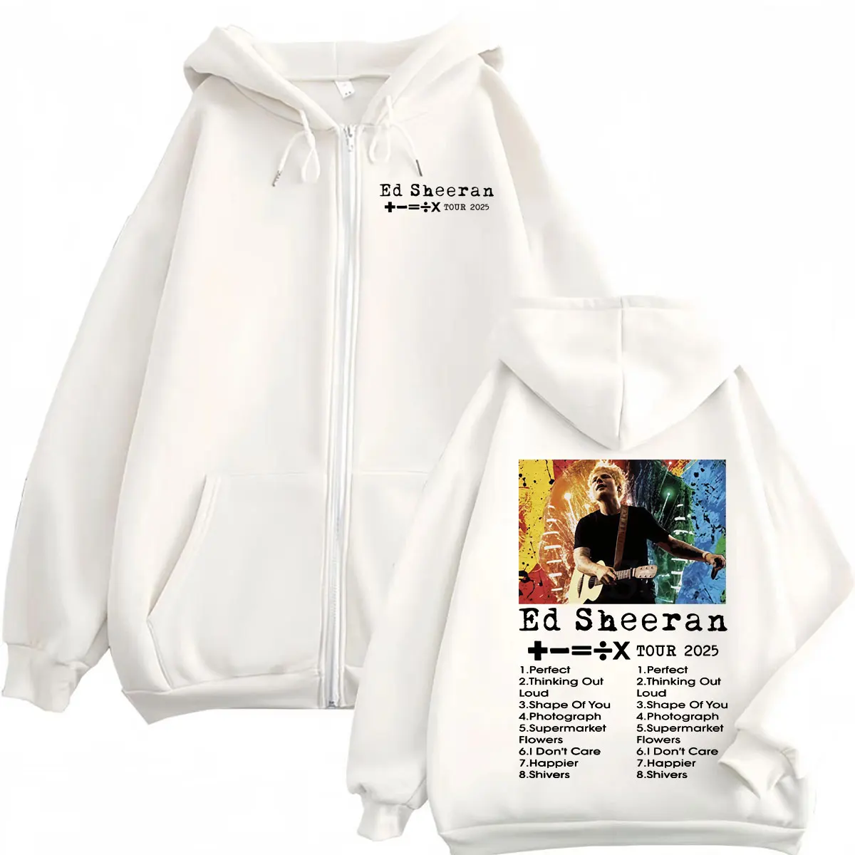 Ed Sheeran Tour 2025 Graphic Zipper Hoodie High Quality Fashion Zip Up Hooded Sweatshirts Men Women Casual Oversized Pullovers