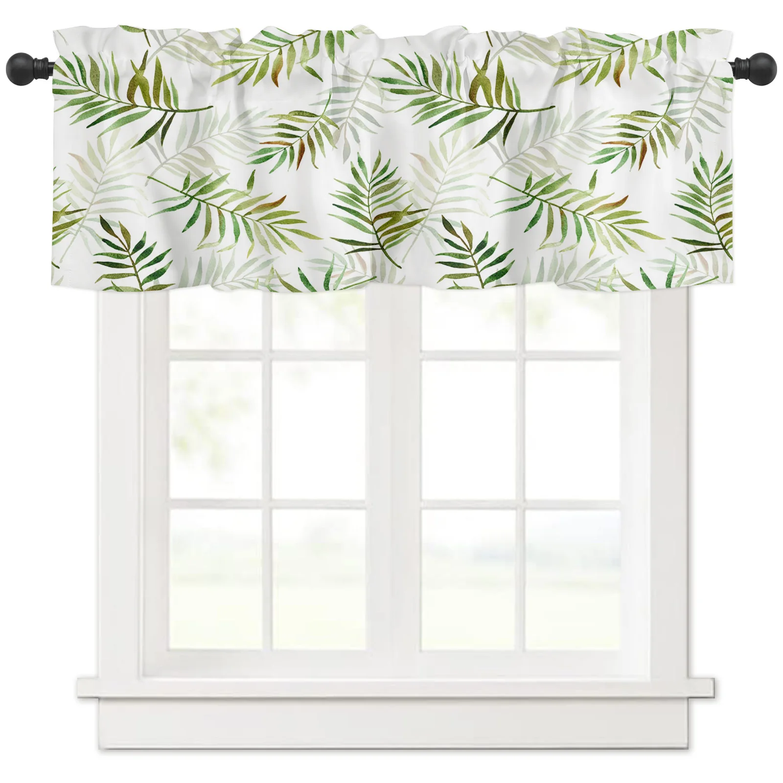 ZEDLIYU Valances for Windows Kitchen Living Room Small Window Valance Tropical Plant Leaves 1 Panel, 54 x 18 Inch