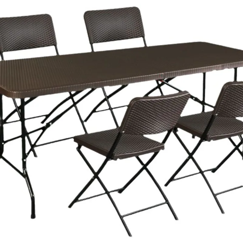 

Outdoor folding table round rattan table and chairs small square open-air courtyard balcony tea and chair