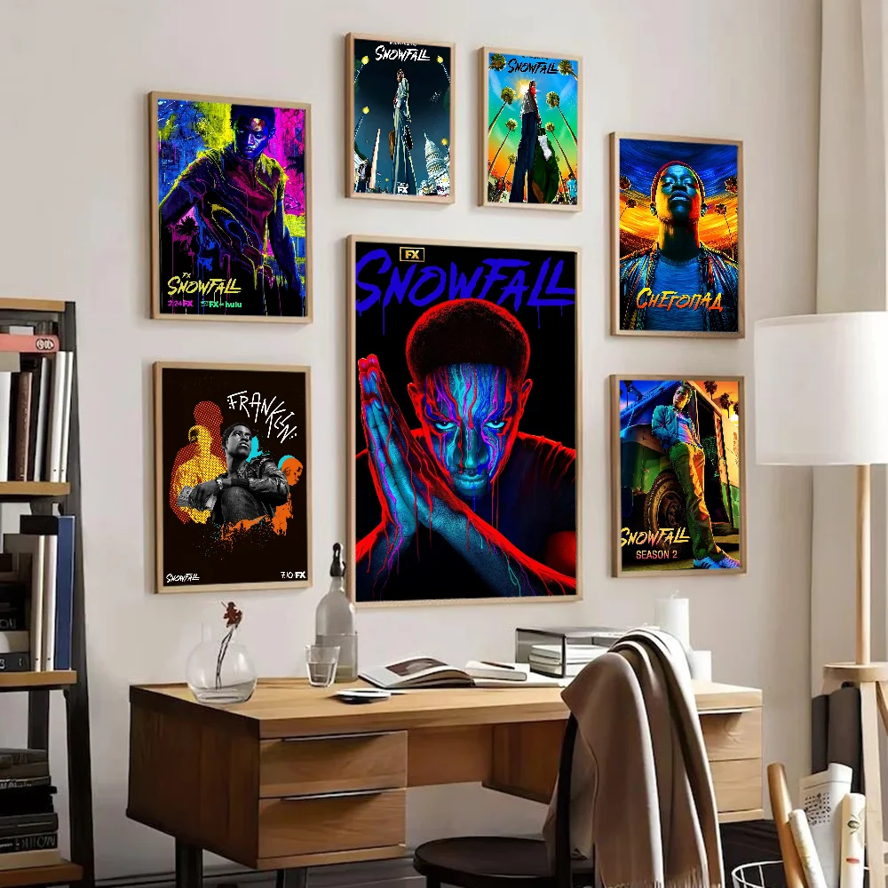 ورقة بيضاء ملصق التلفزيون تساقط الثلوج ، ملصق جودة عالية ، لوحة فنية جدارية ، ديكور غرفة الدراسة