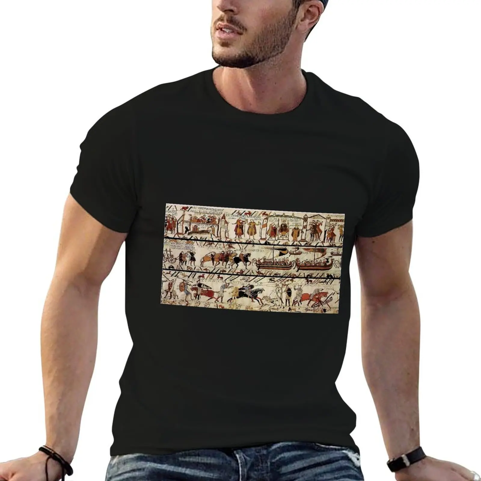 Tapisserie Bayeux - T-Shirt homme en coton 100% avec motif graphique, T-shirt drôle pour homme