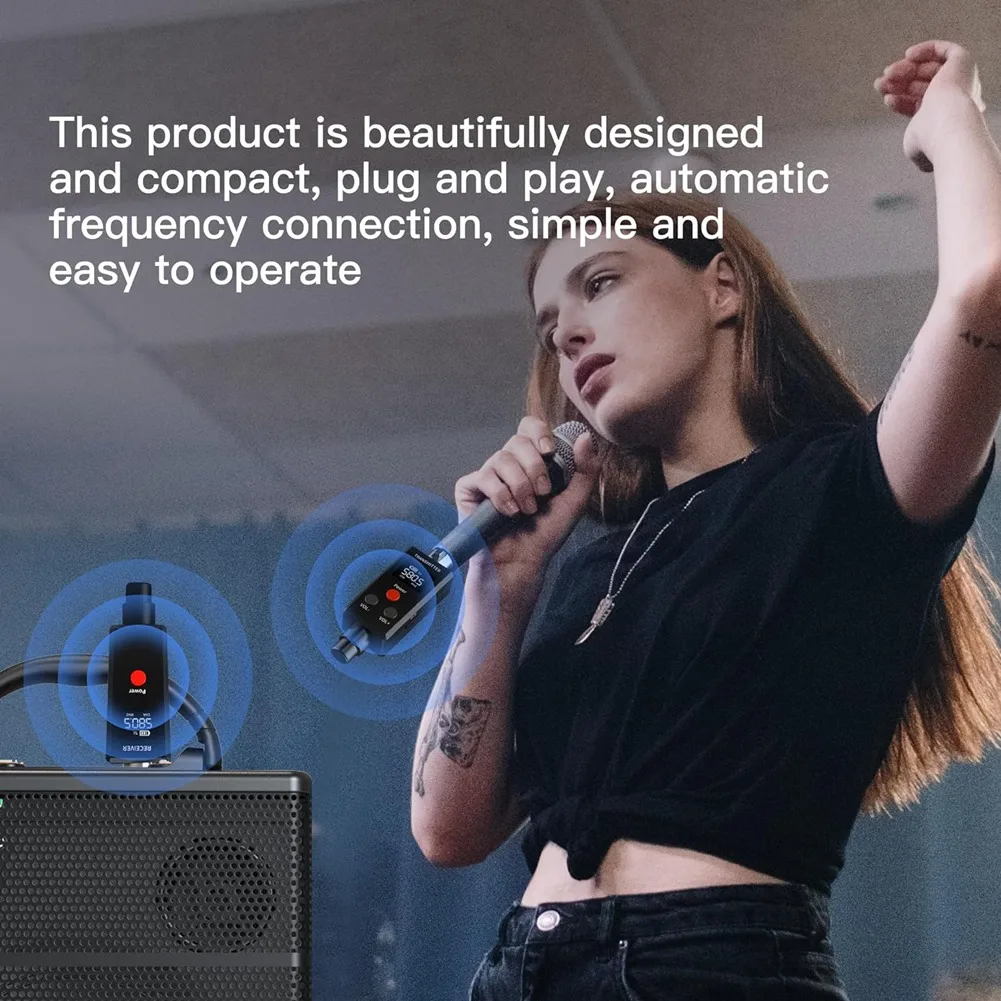 A72Z 2.4GHz UHF Wireless Microphone System XLR Mic Adapter 6 Channels' Dynamic Wireless Transmitter and Receiver for Dynamic