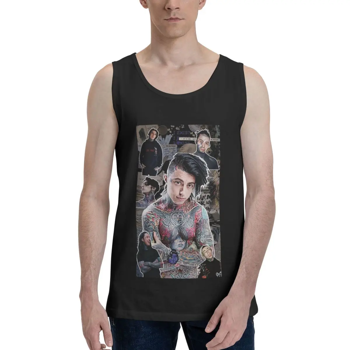 Ronnie Radke Photo Collage High Quality 100% Cotton Men's Sweatshirt Vest Sleeveless Clothing Tees Men Tank Tops T-shirt