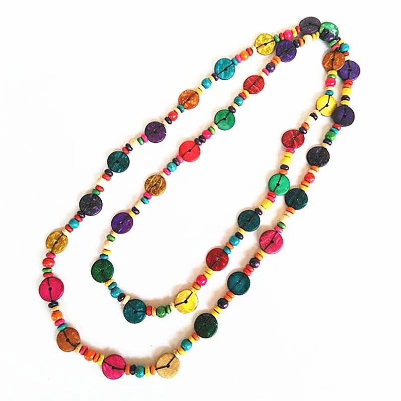 Mix Wholesale 5PCS Colorful Coconut Shell Beaded Superlong Necklaces for Lady