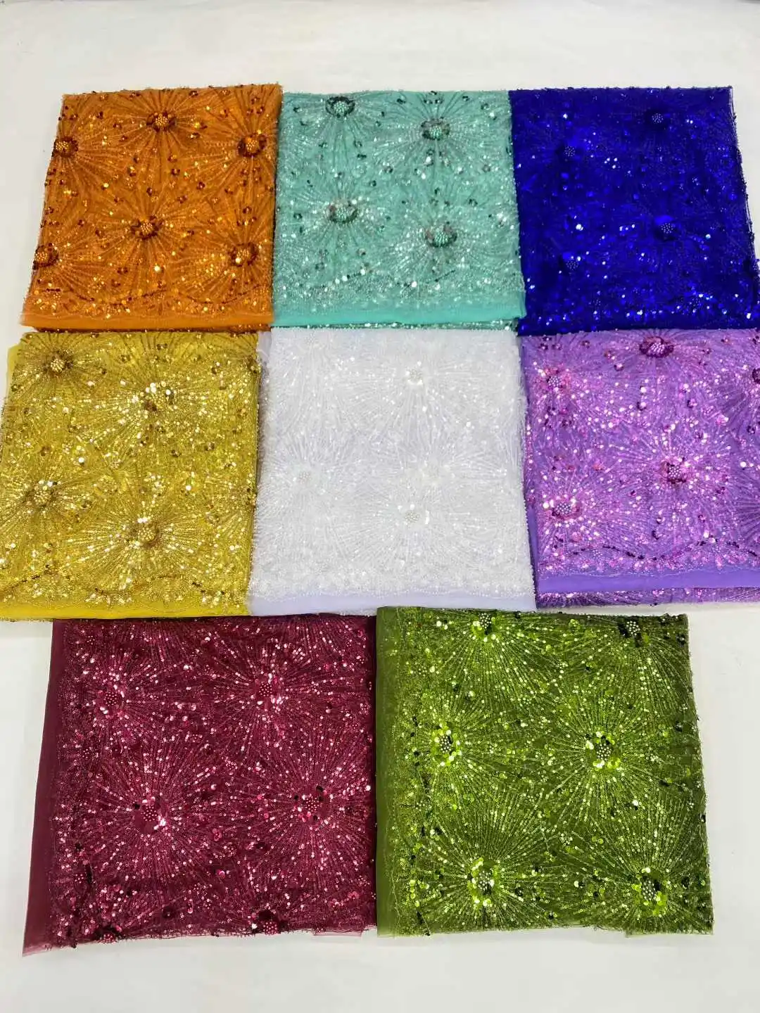 5야드 정교한 스팽글 자수 꽃무늬 레이스 원단 2026 나이지리아 튤 레이스 원단 파티 드레스 재봉 재료 1890