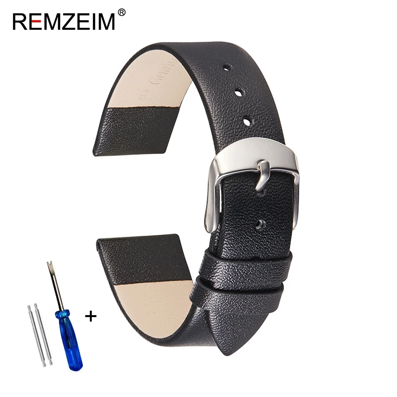 Ultradünnes, weiches Echtleder-Uhrenarmband, 14 mm, 16 mm, 18 mm, 20 mm, 22 mm, Weiß, Schwarz, Rosa, Braun, Lederarmband – Detail 8
