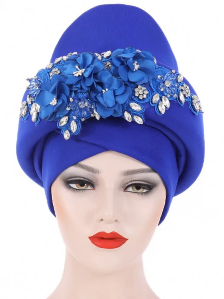 Ready African Auto Gele Headtie Diamonds Women\'s Turban Cap Nigeria Wedding Geles Muslim Head Wraps Bonnet Turbante Mujer 2023