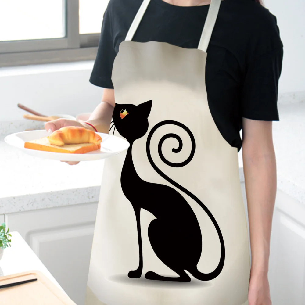 Cartoon cute cat apron aprons for woman apron dress baking accessories cute apron apron for men apron kids apron kitchen linen