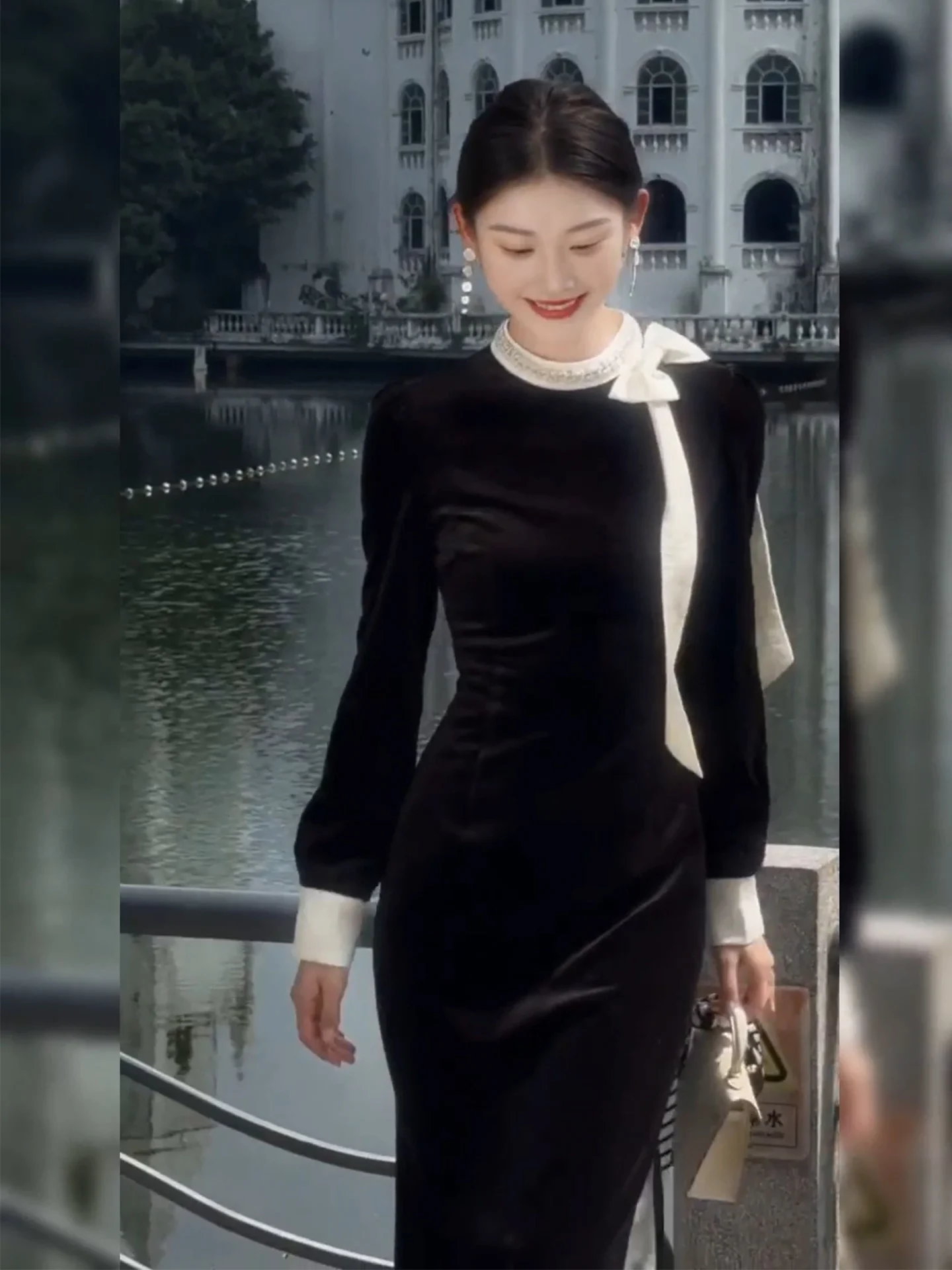 

Hebe Sle Bla Velvet Long Sve Evening Dr Luxury mat High-End Sensation Formal Ocn Ele Maxi Dr