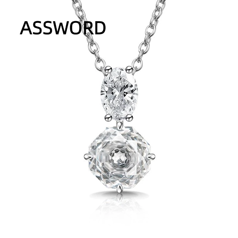 Halskette mit doppeltem CZ-Anhänger aus 925er-Sterlingsilber, achteckiger Kristall im Rosenschliff für Damen, zierliche Schlüsselbeinkette, Geburtstagsgeschenk – Detail 5