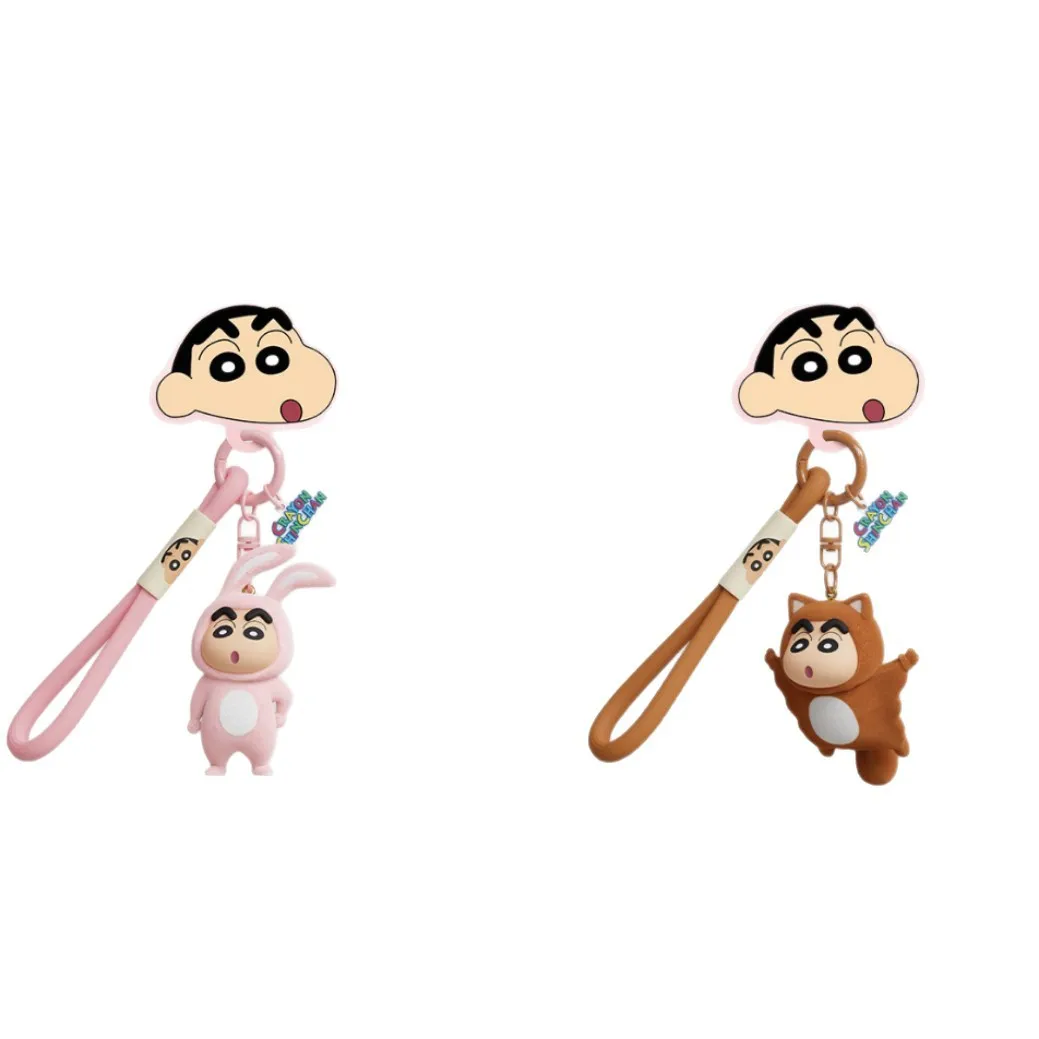 Simpatico cartone animato pastello Shin-chan serie di merci animali portachiavi floccato portachiavi per auto borsa con ciondolo decorazione piccolo regalo