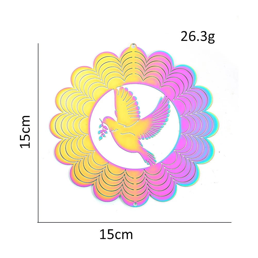 Dove of Peace Wind Spinner 3D Olive Branch Pigeon สแตนเลสไหล Wind Chimes แขวน Whirligigs Windmills Yard Decor