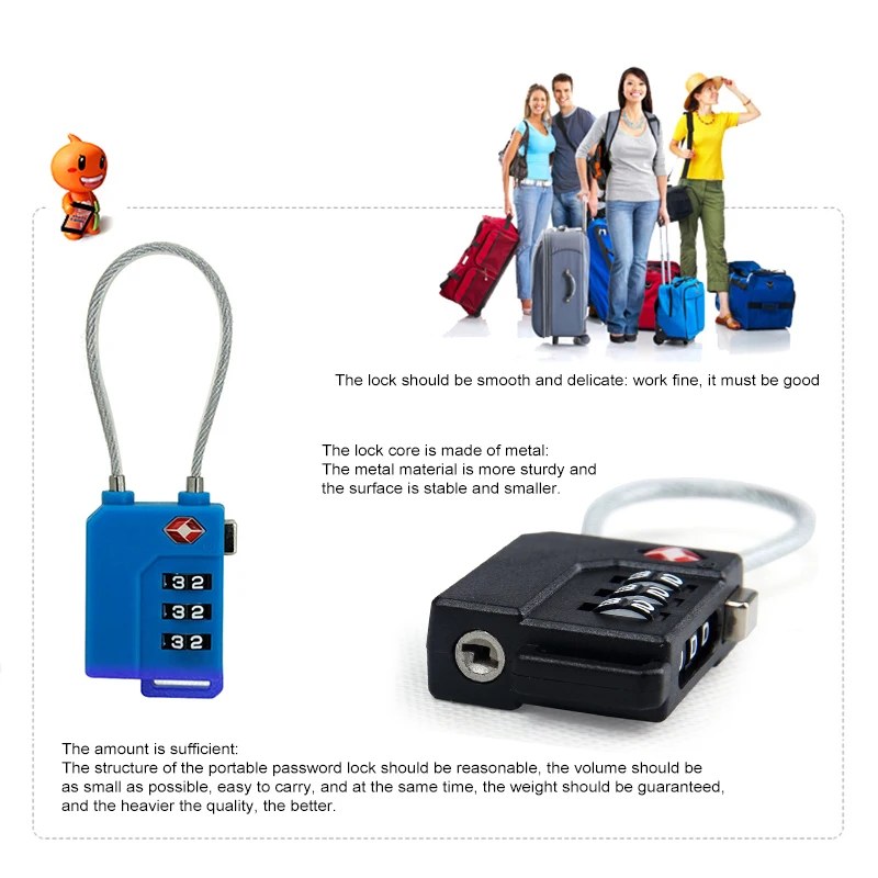 1~10PCS Digit Password Lock TSA Steel Wire Lock Customs Code Lock for Travel Suitcase Luggage