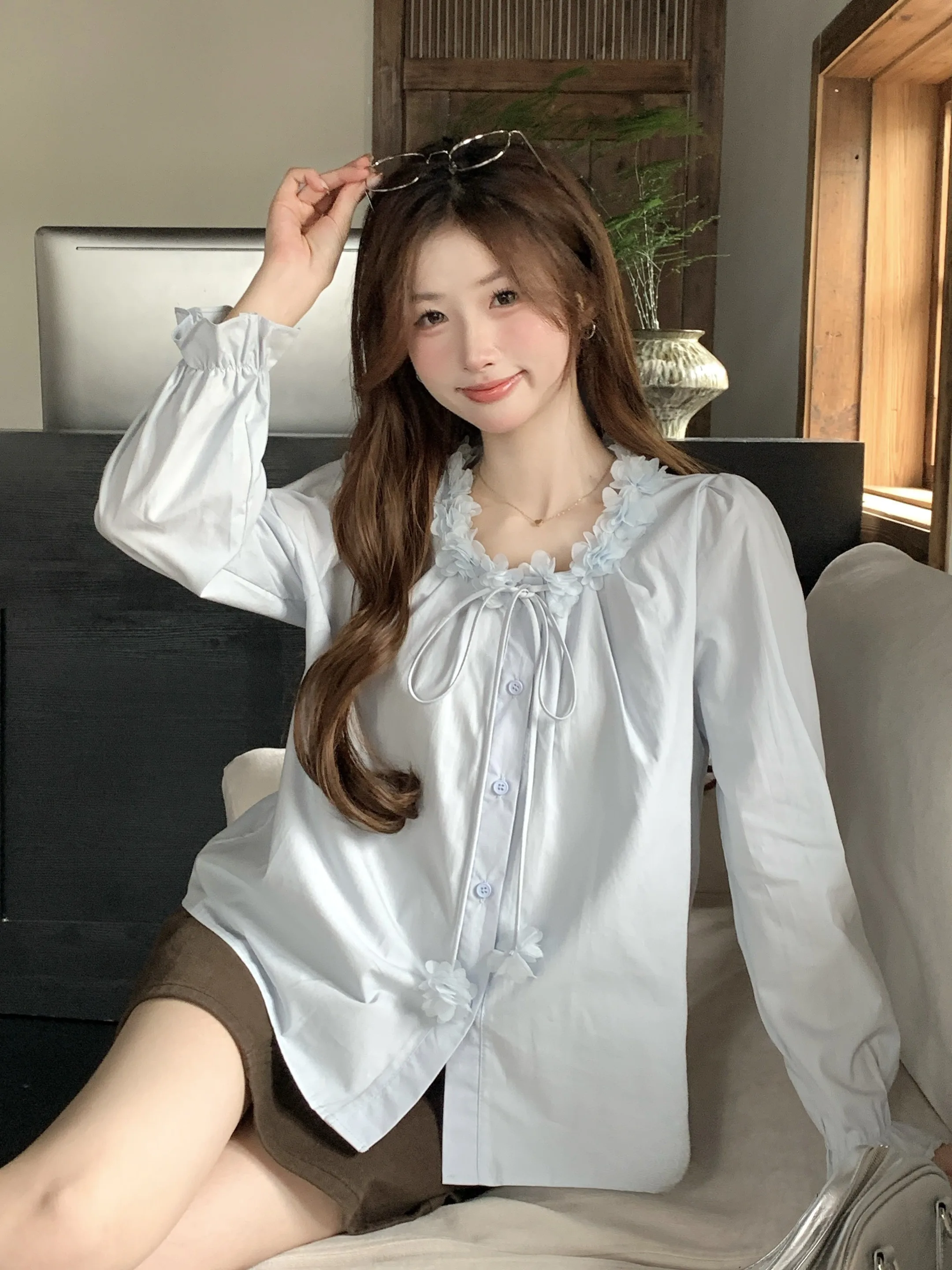 

Французская Sle Long Sve Patchwork irt, женская весенне-осенняя новая уникальная блузка высокого класса с цветочным принтом, модный топ