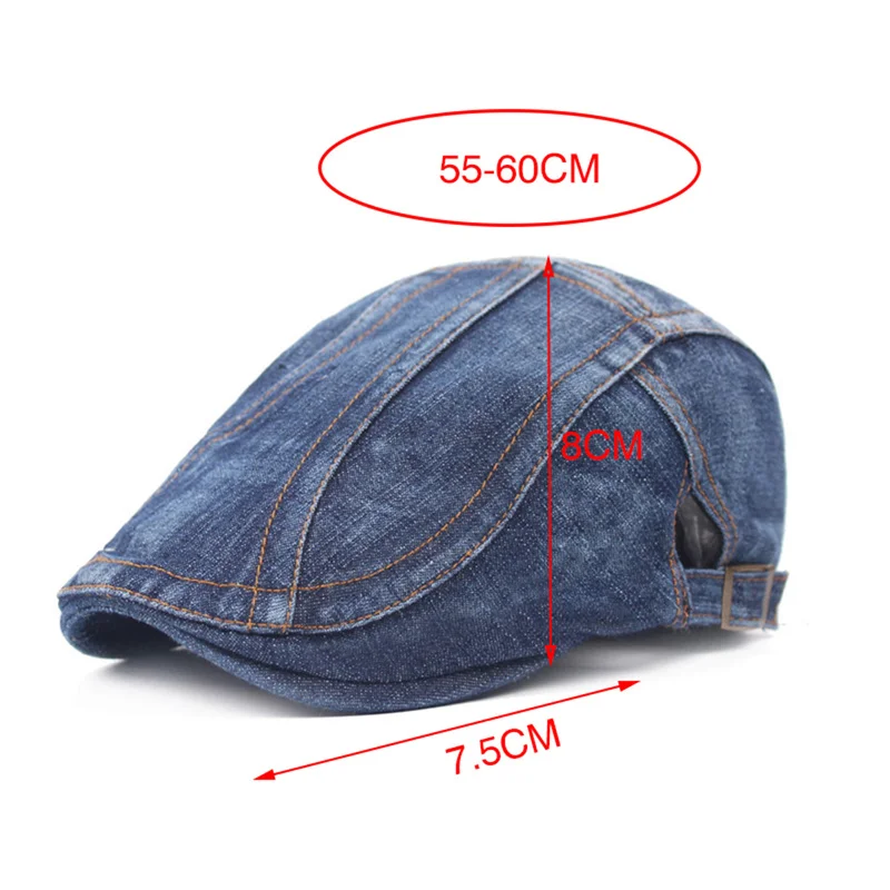 Denim Beret Hats Adjustable Men Women Jeans Berets  Flat Gatsby Cabbie Driving Cap Autumn Hats Forward Peaked Caps