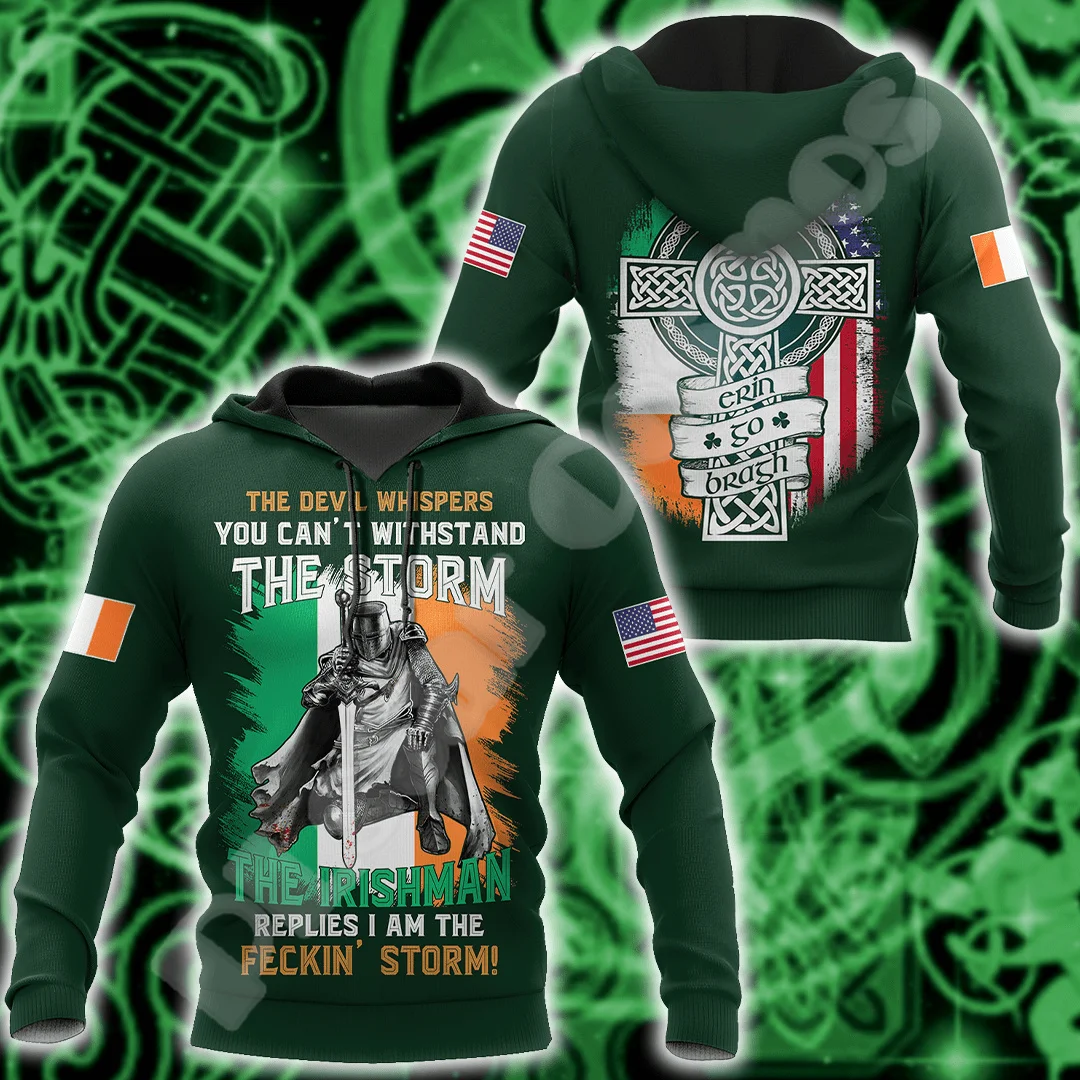 

NewFashion Country Flag Ireland Clover Irish St.Patrick Tattoo Vintage 3DPrint Pullover Funny Harajuku Casual Jacket Hoodies X18