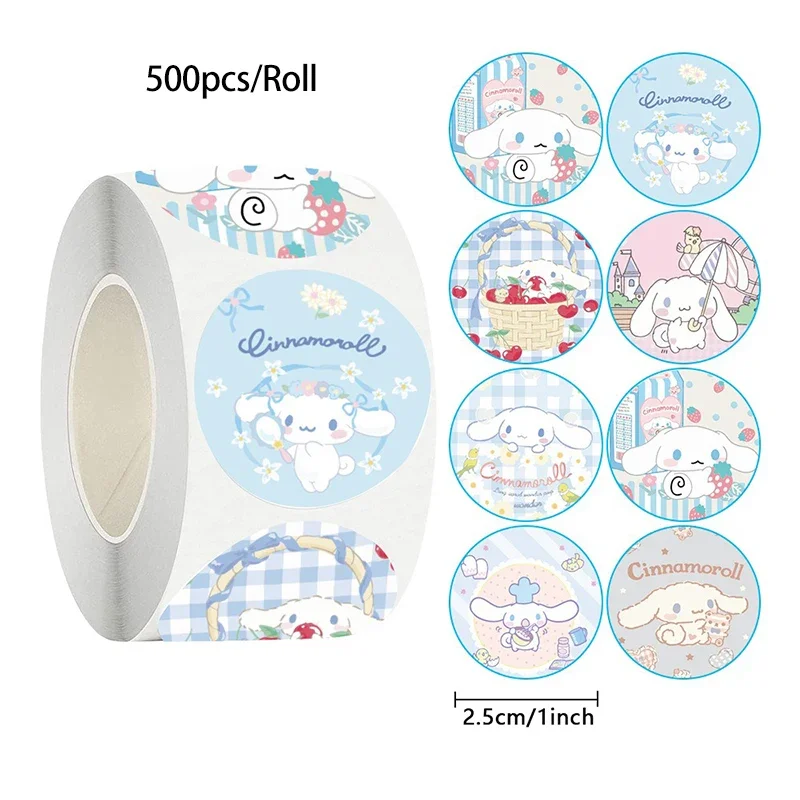 500pcs/Roll Sanrio Cinnamon Cute cartoon roll with DIY creative ledger stickers decorate your child's favorite gift