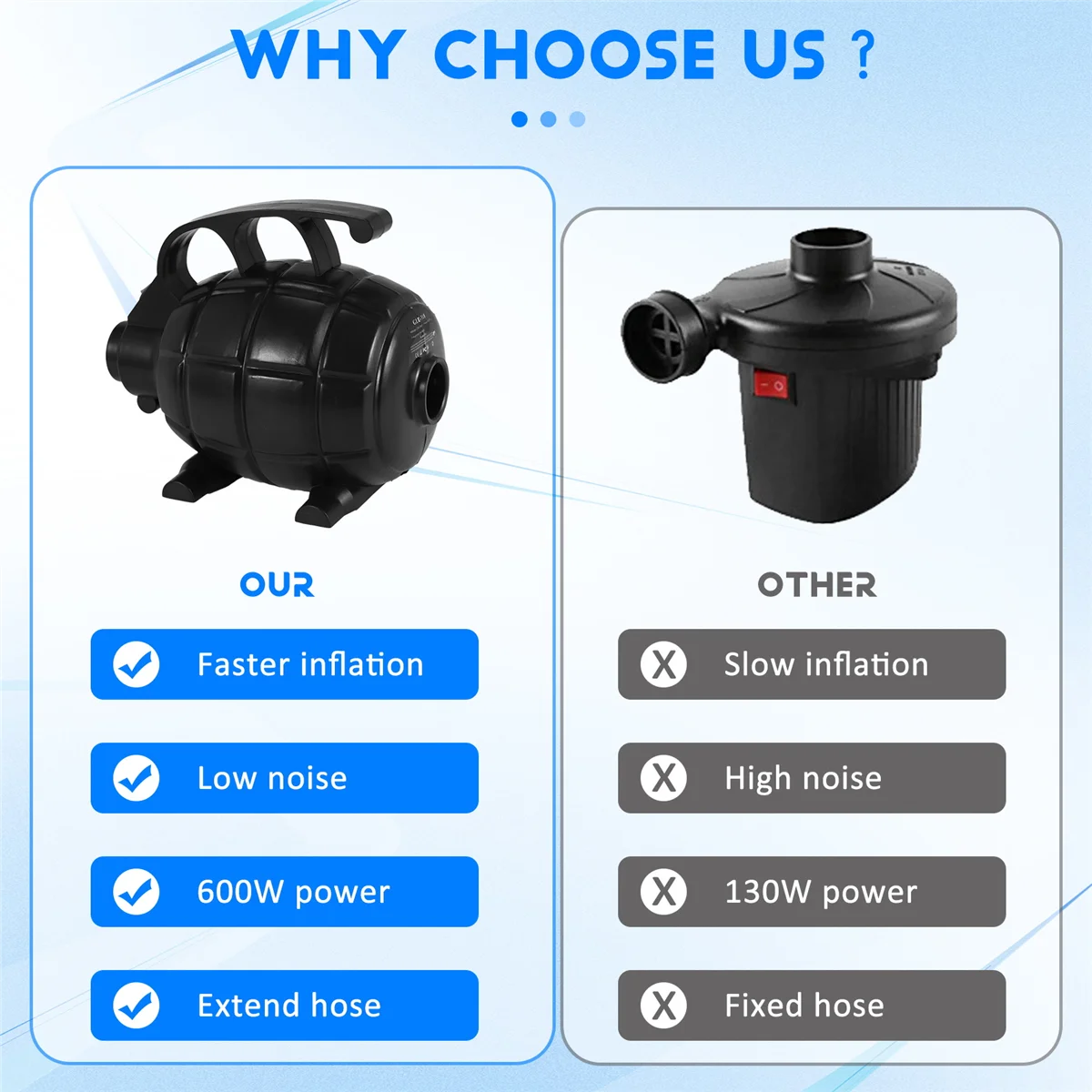 HOT DHDL Black Camping Utility Tool Air Bed Air Inflation Tool 600W Air Compressor Portable Air Mat Electric Air Pump EU Plug