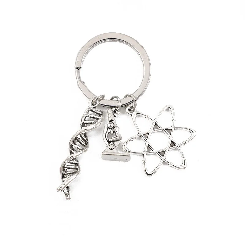 Hot Sale Alloy Magnifying Glass Gene Chemistry Gift Teacher's Day Gift Alphabet Series Keychain