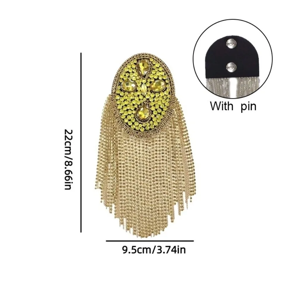 

New Beaded Decoration Diamond Tassel Epaulets Detachable Sparkling Shoulder Brooch Rhinestone Brooch Epaulet