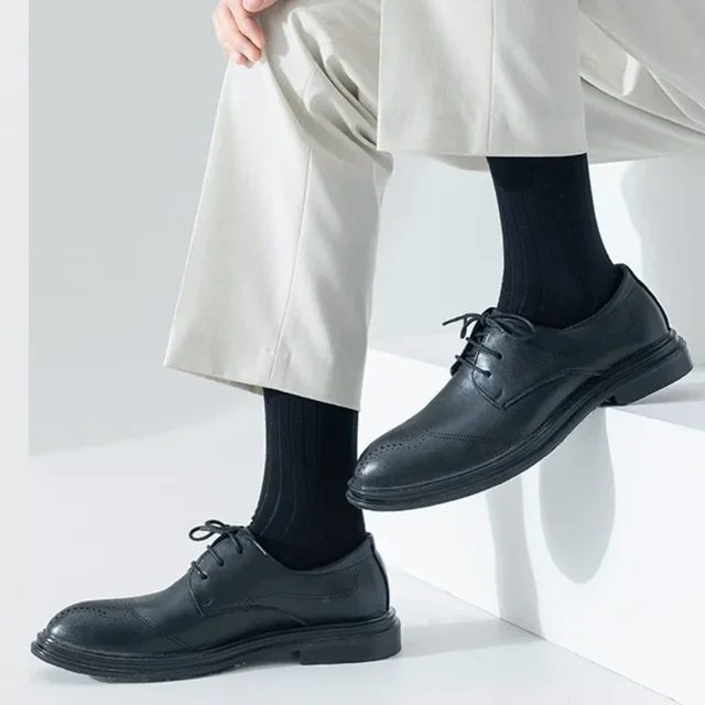 95% Pure Cotton Socks Men Business Dress Anti-bacterial Long Socks 1