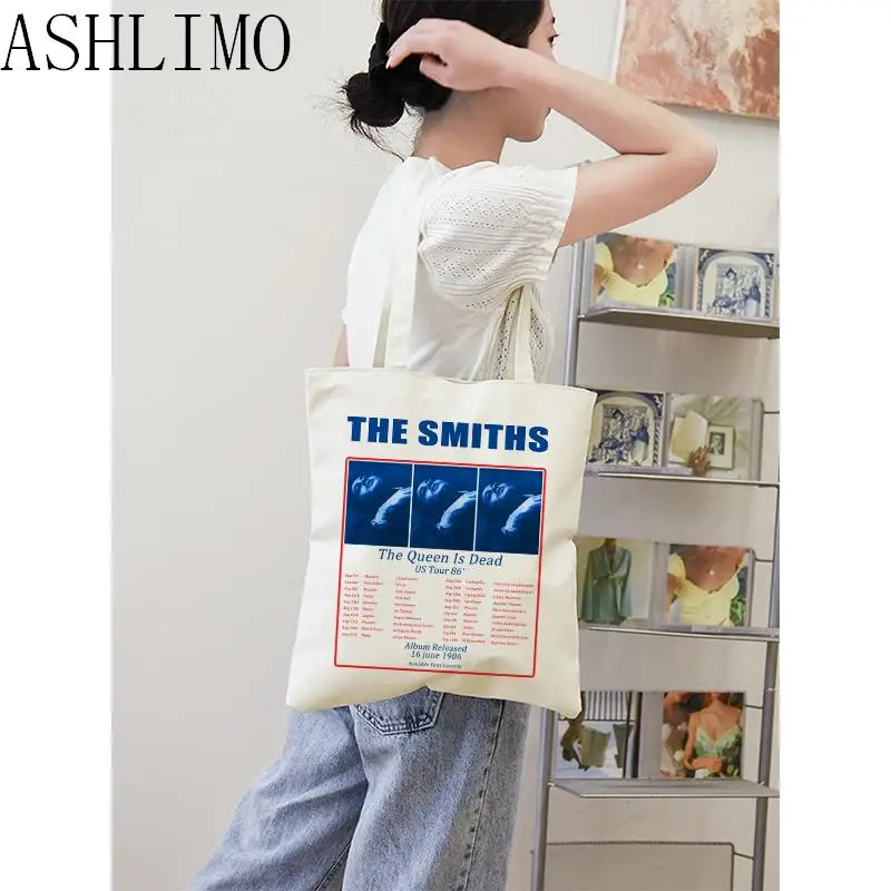 The Smiths Vintage Tote Bag The Queen Is Dead Tote Bag Canvas Shopper Retro Bags For Women College ​Large Capacity ​Harajuku Bag