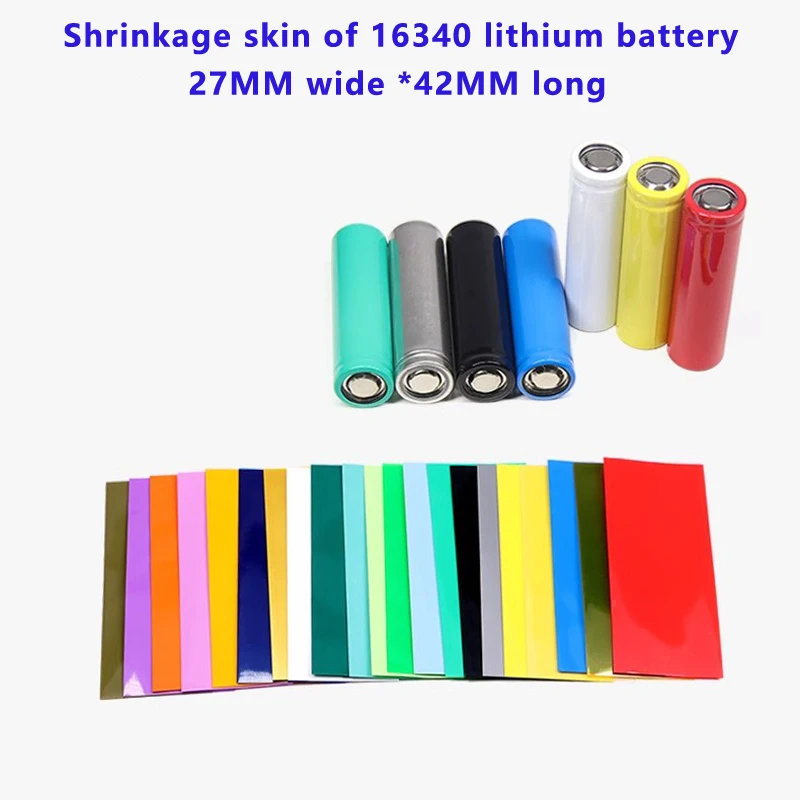 100pcs/lot 16340 battery PVC heat shrinkable tube heat shrinkable film single-section packaging insulation skin