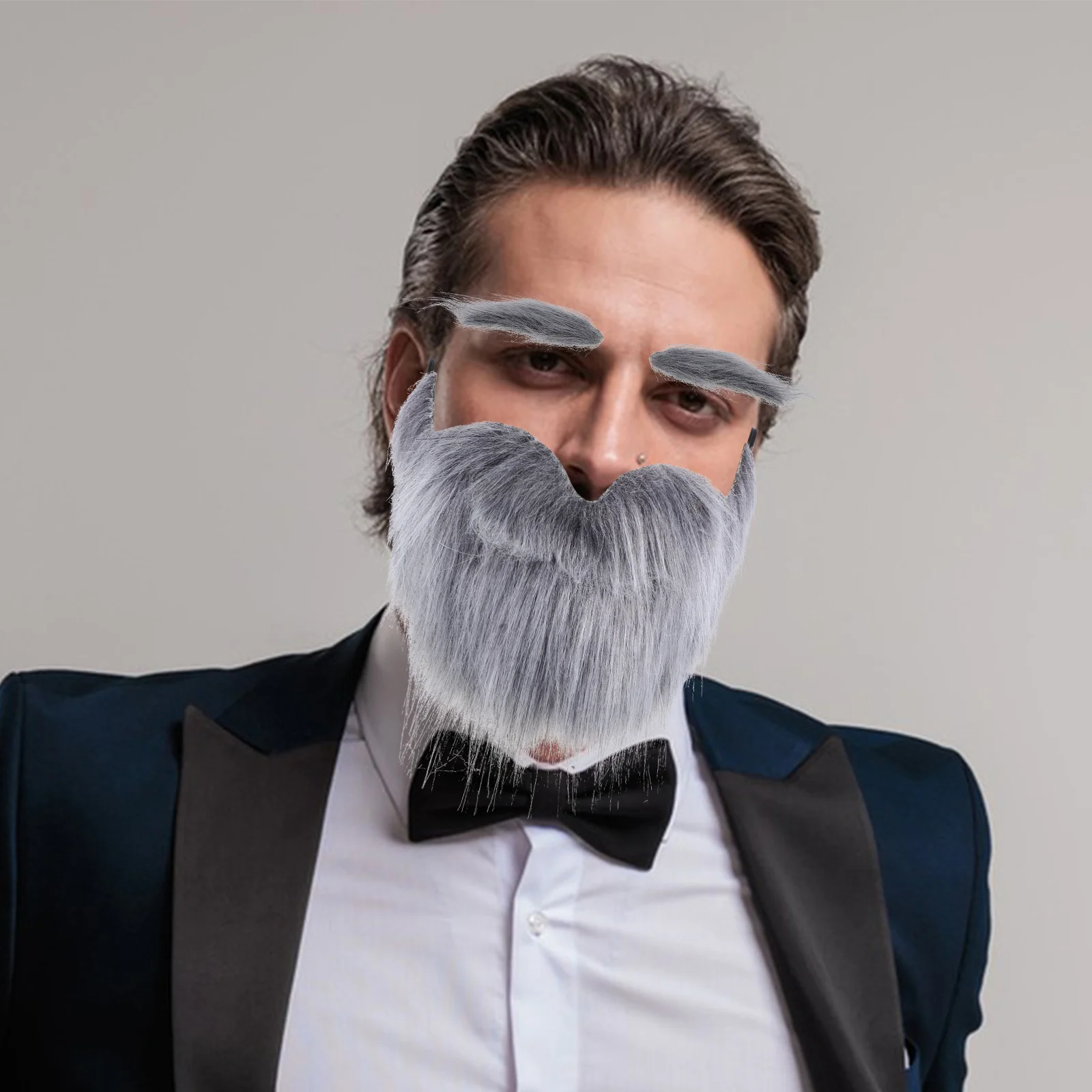 

Realistic Fake Beard Eyebrows Adhesive Facial Hair Set Lightweight Costume Halloween Party Cosplay Festival Funny Novelty Props