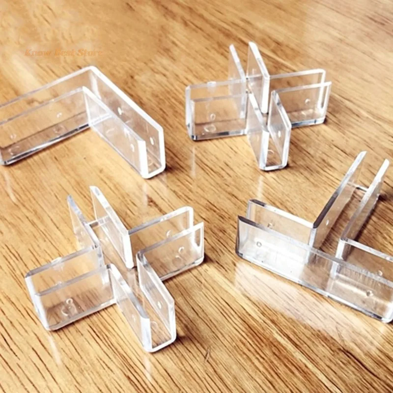 10pcs Acrylic Fixed Snap Plastic Glass Clip Transparent Fish Tank Corner Guard Slot Furniture Shelves Fixed Splicing Bracket