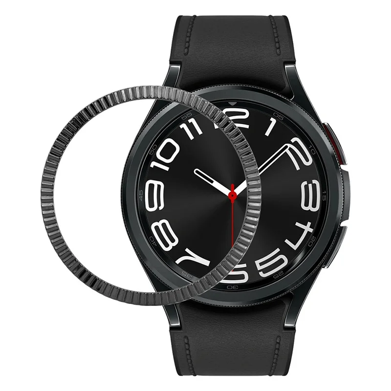 

For Samsung Galaxy Watch 6 Classic 43mm Bezel Ring Zinc Alloy Wave Pattern Bezel Adhesive Frame Cover Smart Watch Bumper Cover
