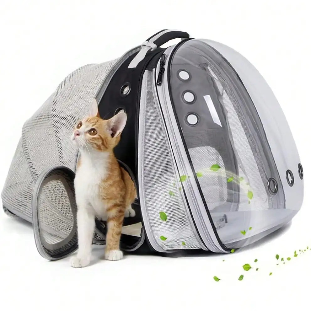 

Cat Backpack Carrier, Fit Up To 20 Lbs Large Fat Cat And Small Dog Puppy, Space Capsule Astronaut Transparent Cl