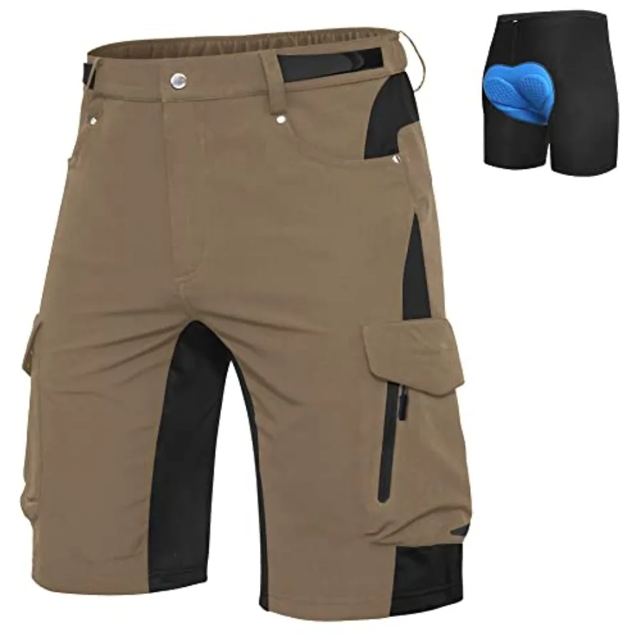 

Ally Mens Mountain Bike Shorts 4D Padded Bike Shorts Baggy Cycling Biking Bicycle Biker Shorts Loose-fit with 6 Pockets