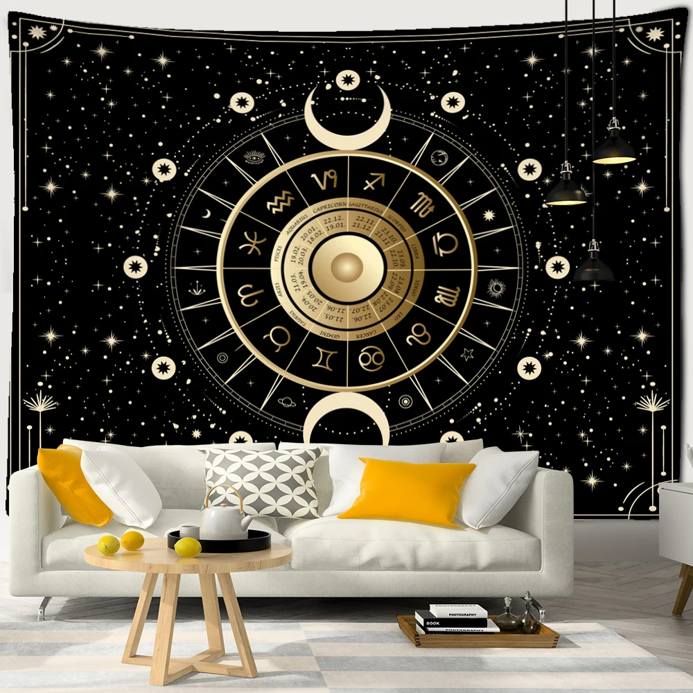 Mandala Tarot Tapestry Wall Hanging Zodiac Star Plate Sun And Moon Psychedelic Witchcraft Hippie Home Decor
