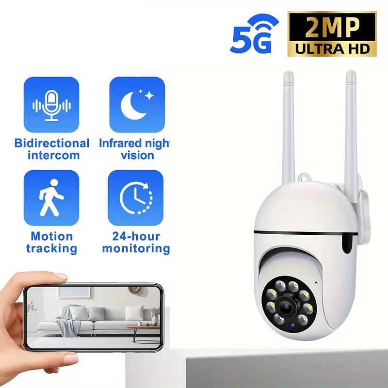 

1 шт. Маленькая умная PTZ-камера, 5G WiFi, 1080P, поворотная камера для внутреннего использования с полноцветным ночным видением, двусторонняя аудиосвязь